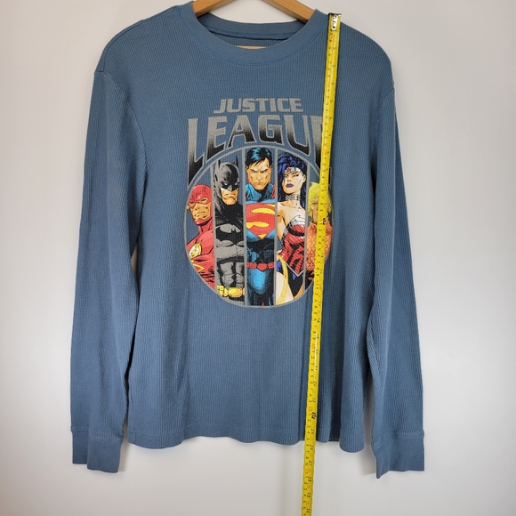 Justice League Mens M Thermal Pullover Shirt Blue - Picture 6 of 9